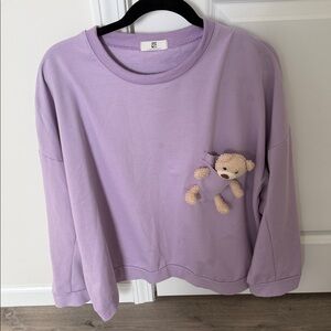 Lavender Kids Shirt with Teddy Bear Pocket